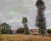 阿尔弗莱德 西斯莱 : The Village of Moret, Seen from the Fields